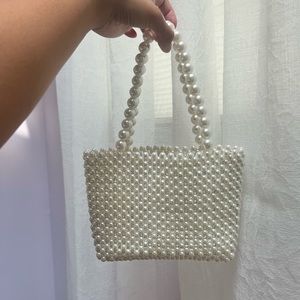 white pearl mini purse handbag
